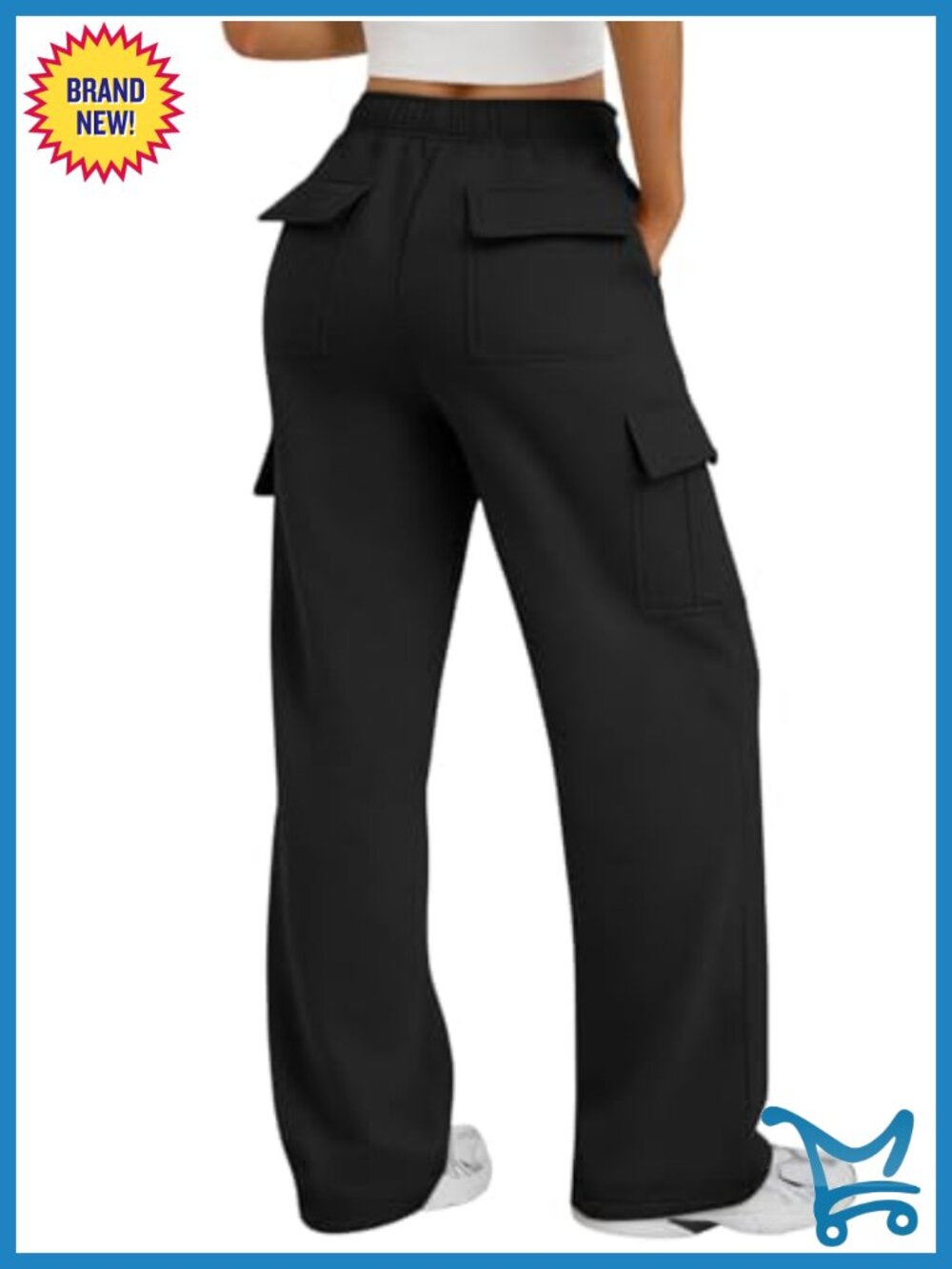 Wide Leg Cargo Sweatpants Cotton Polyester Pockets Pull On